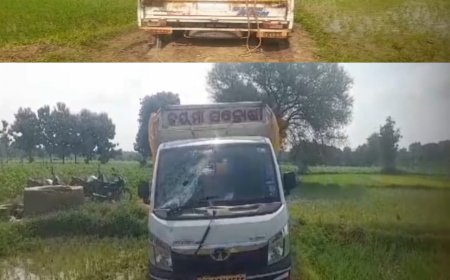 ଚୋରି କରି ଫେରାର ମାରୁଥିବା ବେଳେ କାଦୁଅ ରେ ଫସିଲା ପିକ୍ ଅପ୍  ଭ୍ୟାନ , ପୋଲିସ୍ ର ତଦନ୍ତ ଜାରି,