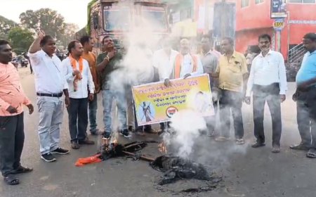 ନର୍ଲା ବିଜେପି ପକ୍ଷରୁ ସୋନିଆ ଗାନ୍ଧିଙ୍କ କୁଶ ପୁତ୍ତଳିକା ଦାହ,