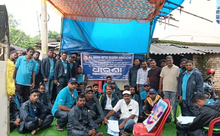 ଅଲ୍ ଓଡିଶା ମିଟର୍ ରିଡର୍ ଏସୋସିଏସନ୍ ର  କଳାହାଣ୍ଡି ଜିଲ୍ଲା T P W O D L ଅଫିସ୍ ସମ୍ମୁଖରେ ଧାରଣା,